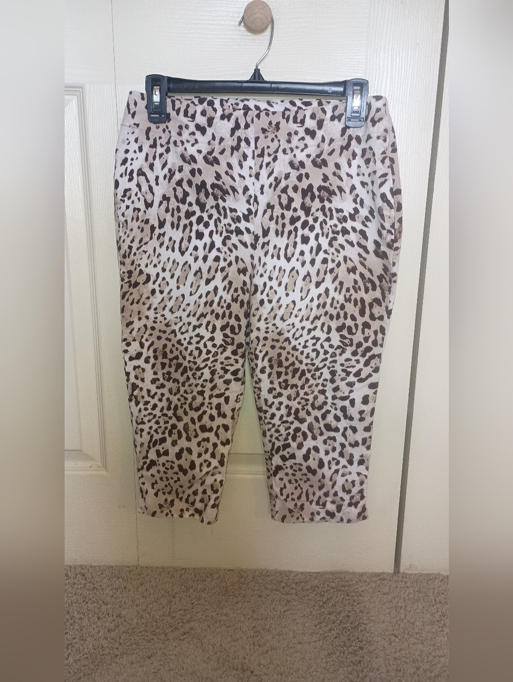 Chico's Neutral Leopard-Print Cropped Pants in Beige and Brown